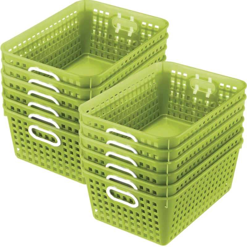 Really Good Stuff Large Plastic Book Baskets, 13" x 10" x 5" - 12 Pack, Green - Classroom Library Organizer, Toy Storage, Multi-Purpose Organizer Basket - Image 1